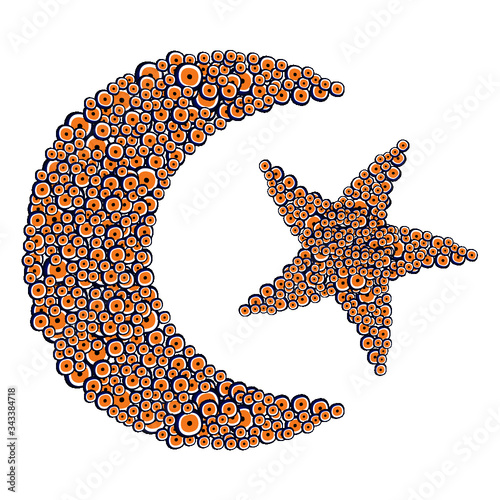 Evil Eye Beaded Turkish Flag Print Embroidery Graphic Design Vector Art