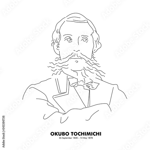 大久保利通（1830 - 1878）　歴史上の人物　線画イラスト