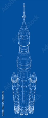 Space rocket concept outline. Vector