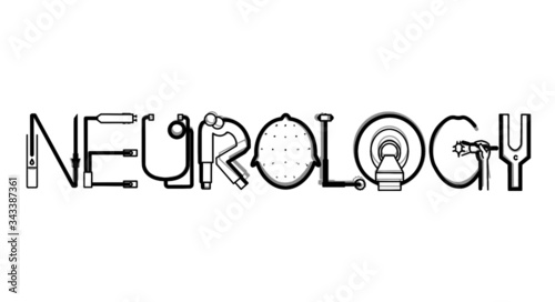 typography of "neurology", with neurologic diagnostic tools
