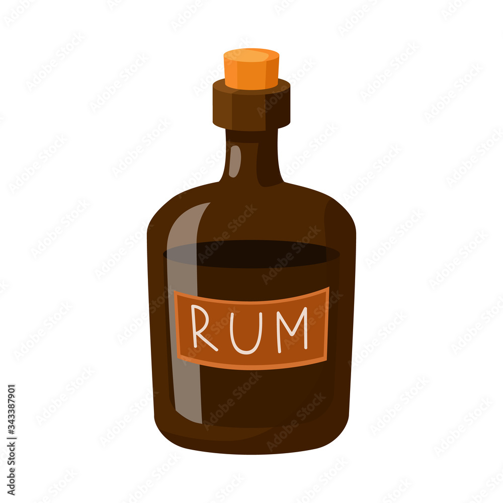 Vector illustration of rum and bottle icon. Set of rum and stopper stock  symbol for web. Stock Vector | Adobe Stock