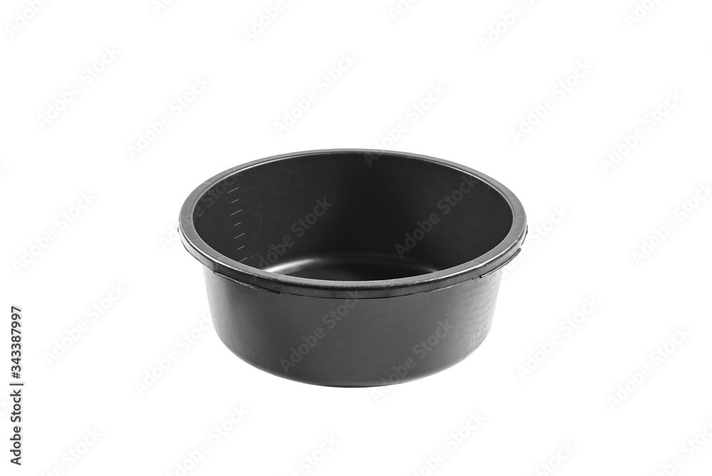 Black plastic container isolated on white Black plastic container isolated on white