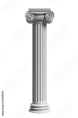 Marble pillar column classic greek isolated against white background. 3d illustration