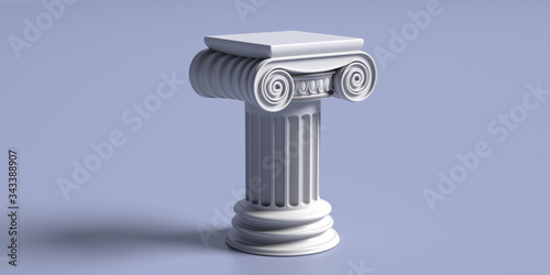 Marble pillar column classic greek against blue background. 3d illustration photo