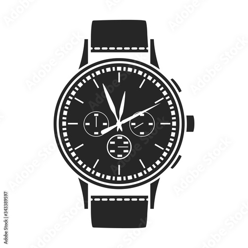 Watch wrist vector icon.Black vector icon isolated on white background watch wrist.