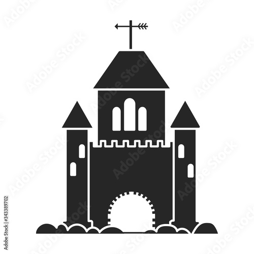 Sand castle vector icon.Black vector icon isolated on white background sand castle .