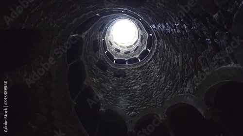 Initiation well, Quinta da Regaleira estate, Sintra, Portugal, view from the bottom
 photo
