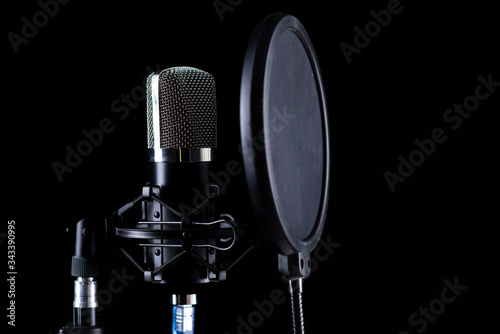 Studio microphone on black backgorund 