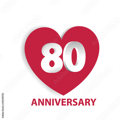 80 Years Anniversary Logo Celebration With Love
