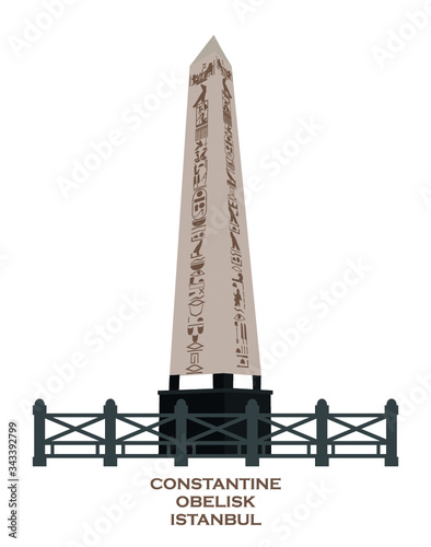 Ancient Egyptian Obelisk istanbul, Turkey. The Obelisk of Theodosius icon and vector. City travel landmark, tourist attractions in Istanbul. Constantine Obelisk. Turkey National Landmarks