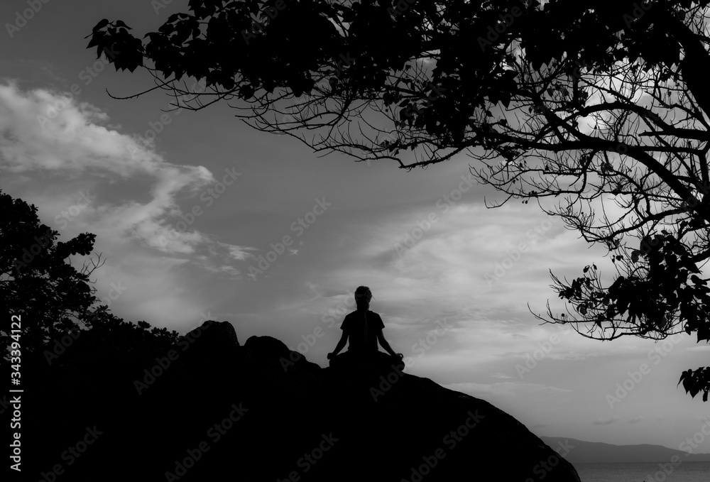 Serenity and yoga practicing, meditation