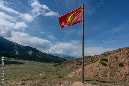 Flag Kyrgyzstan Mountains