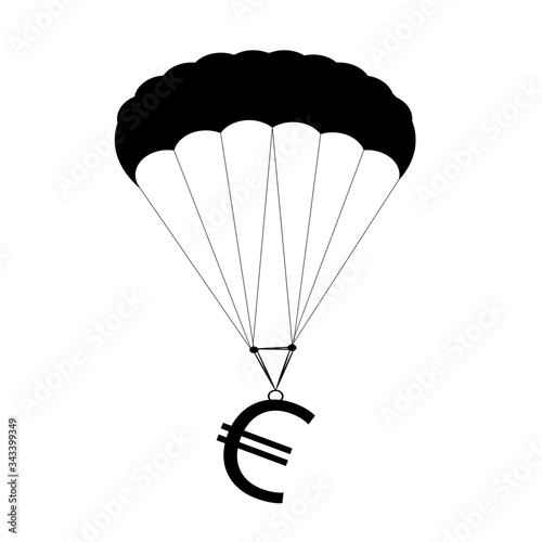 Vector illustration of parachute with euro symbol.