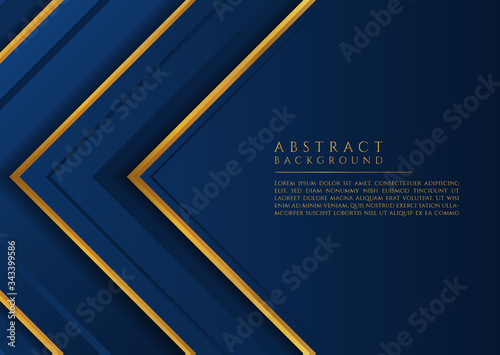 Abstract square overlap layer wave shape luxury gold style blue color tone