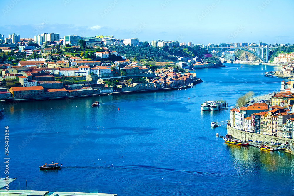 City landscape, view of the city from the upper point. Porto, Portugal