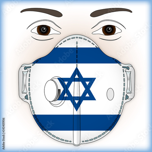 Antiviral mask for anti virus protection with Israel flag, vector illustration