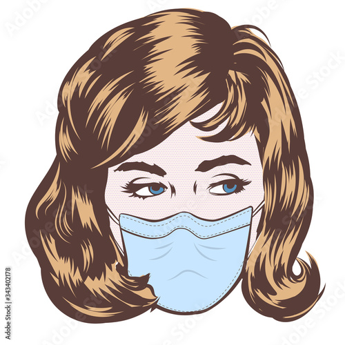 Girl wearing medical face mask