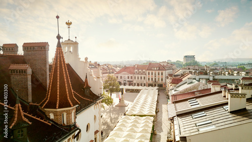 Aerial panorama of town square in Rzeszow, Poland photo