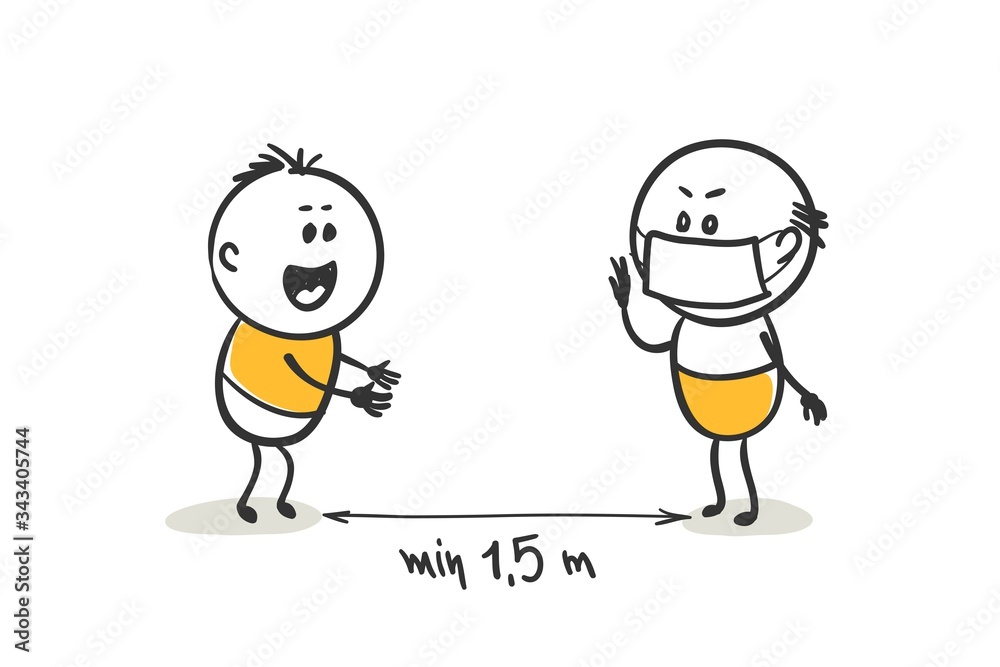 Fototapeta premium Keep social distance. What can and cannot be done during an epidemic covid-19, vector illustration.