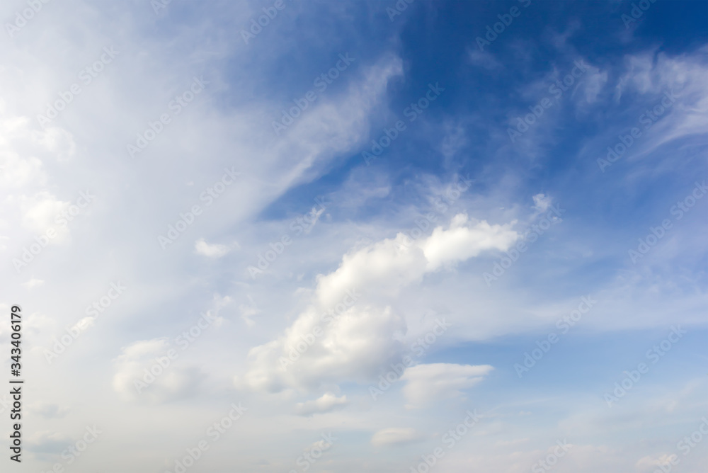 Background of sky with cirrus and cumulus clouds