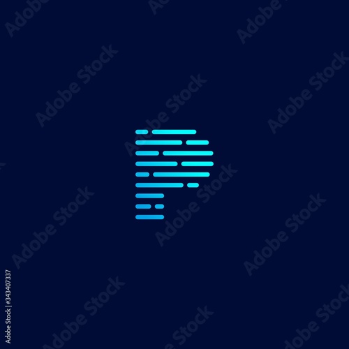 P letter icon logo logotype , modern,minimal tech style element logo with liquid technology style in bright blue color