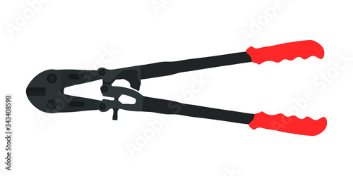 Scissors for reinforcement bars tool vector flat illustration