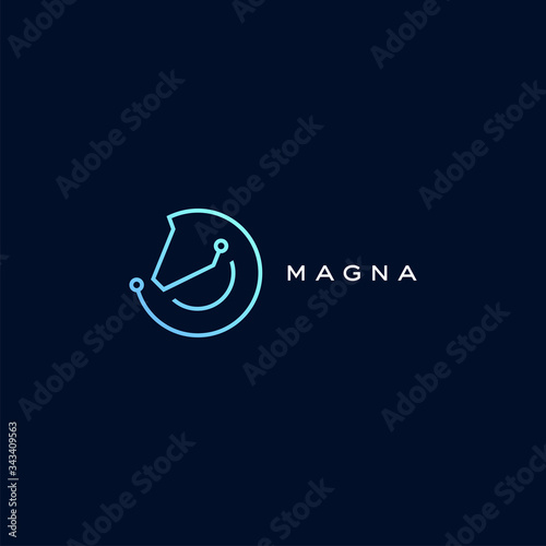 abstract horse tech logo icon design symbol template