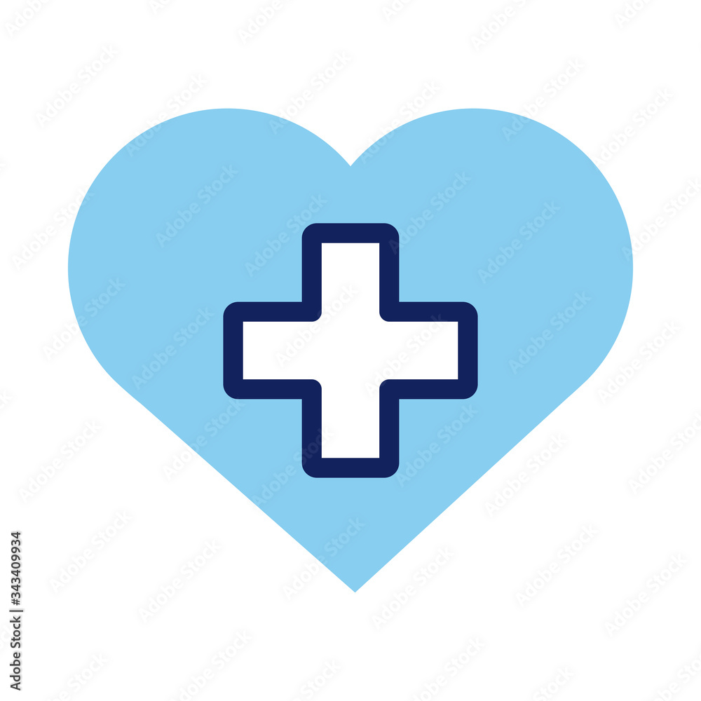 heart with medical cross line and fill style heart with medical cross line and fill style