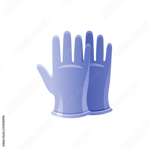 PPE medical surgical gloves icon. Corona virus Covid 19 protect equipment. Coronavirus prevention element. Vector illustration isolated on white background