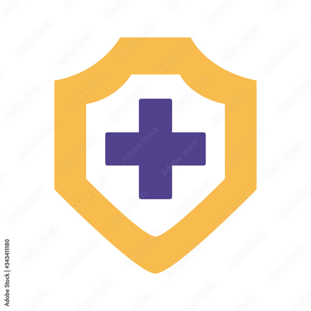shield insurance with cross silhouette style icon shield insurance with cross silhouette style icon