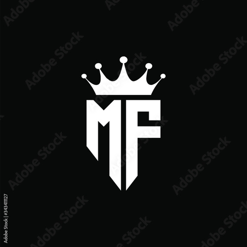 MF logo monogram emblem style with crown shape design template