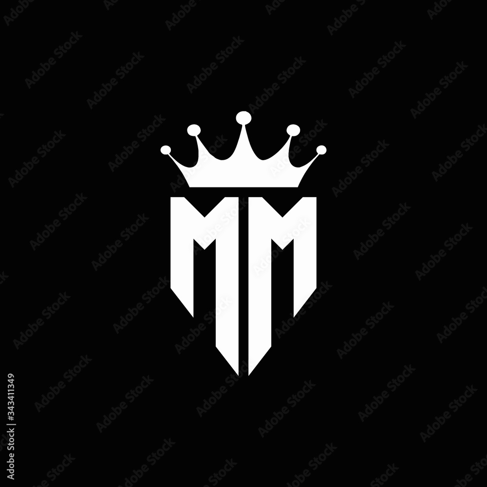 MM logo monogram emblem style with crown shape design template