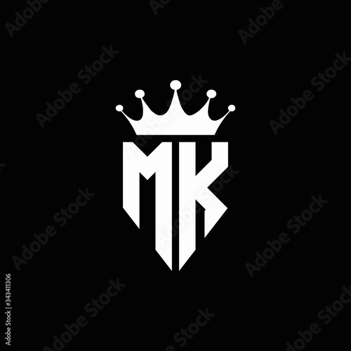 MK logo monogram emblem style with crown shape design template photo