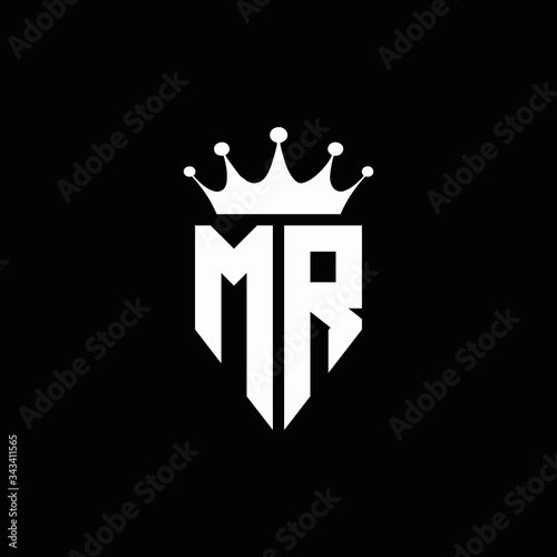 MR logo monogram emblem style with crown shape design template