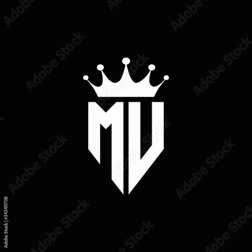 MV logo monogram emblem style with crown shape design template