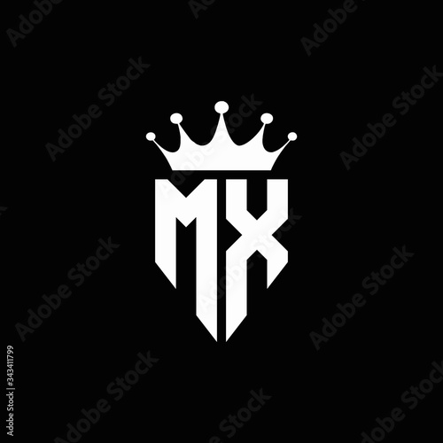 MX logo monogram emblem style with crown shape design template