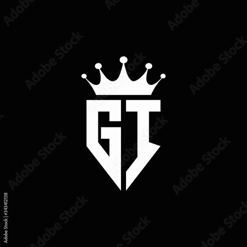 GI logo monogram emblem style with crown shape design template