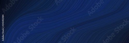 elegant dynamic designed horizontal poster with very dark blue, midnight blue and black colors. fluid curved lines with dynamic flowing waves and curves