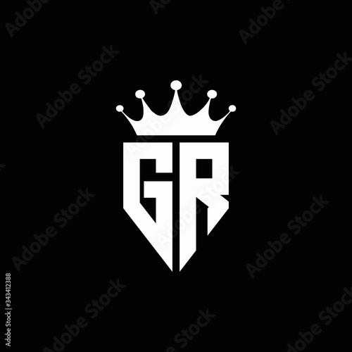 GR logo monogram emblem style with crown shape design template