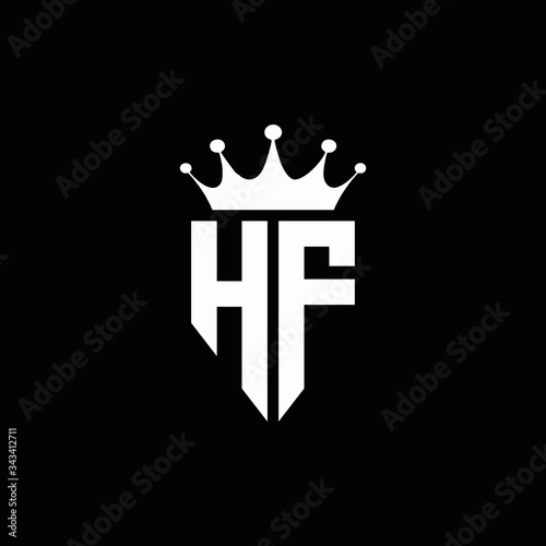 HF logo monogram emblem style with crown shape design template
