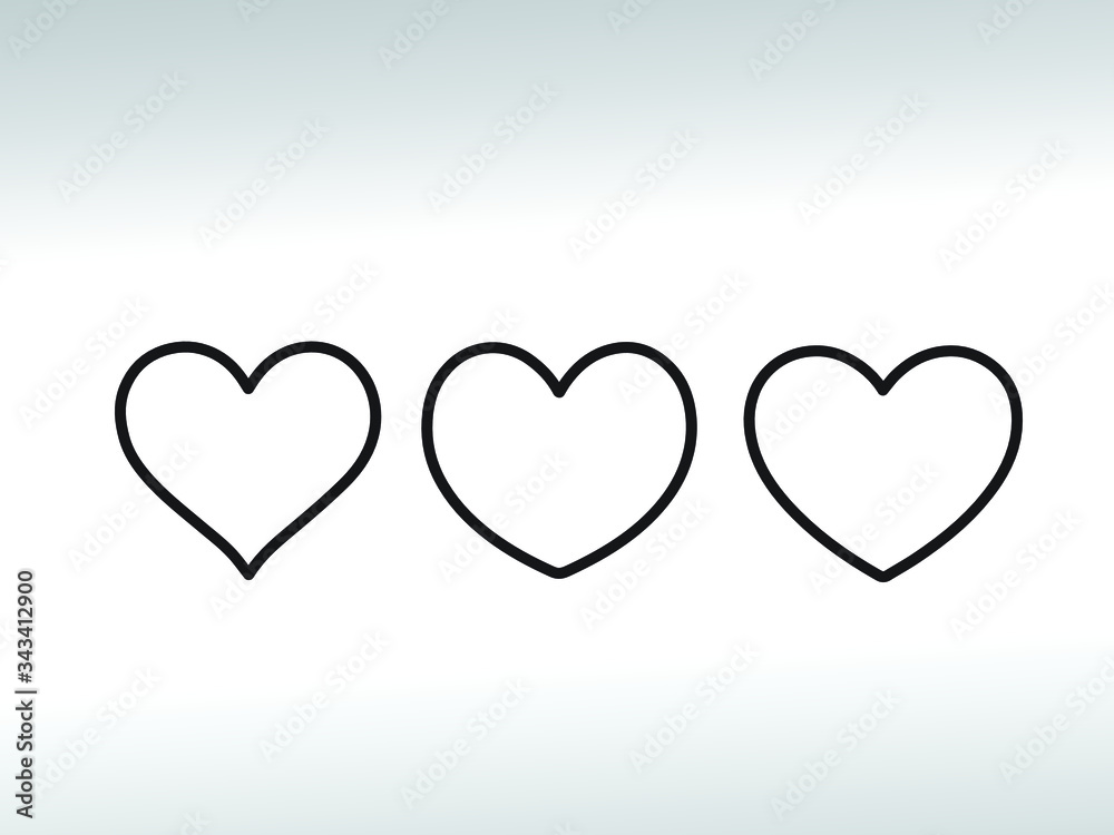 Icons,symbol, heart, black lines, on a gray background