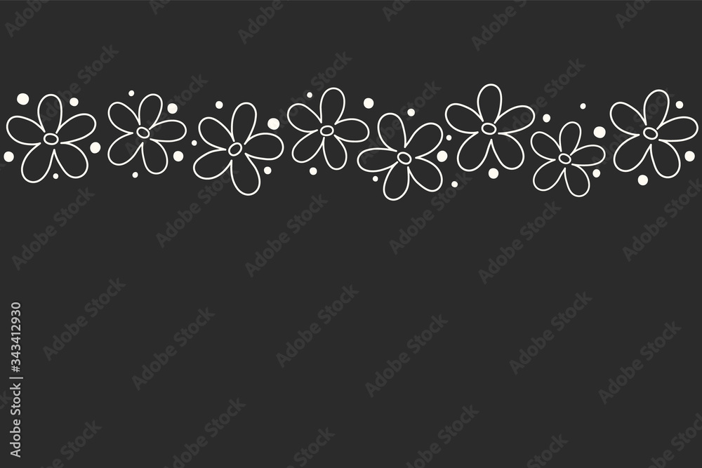 Layout of a banner with cute flowers. Mother’s Day, Women’s Day and Valentine’s Day background. Vector