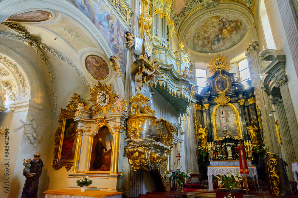 Catholic church of St. Andrew in Krakow. Poland. It is located in the Cracow Old Town on Grodska street, 56.