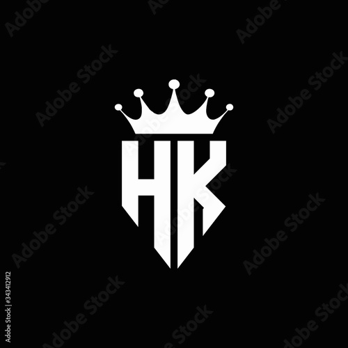 HK logo monogram emblem style with crown shape design template