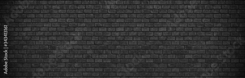 Fotografia darl black grey brick wall , wide panorama of masonry ,panaromic hight resolutio