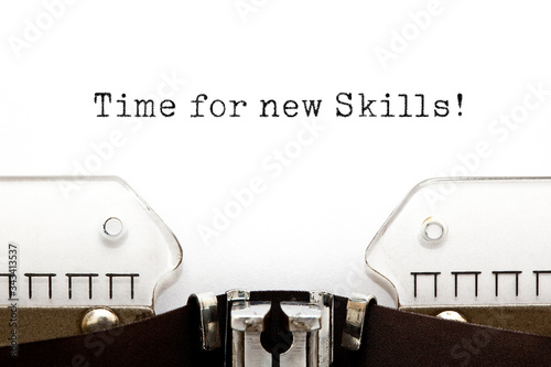 Time For New Skills Typewriter Concept