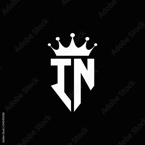 IN logo monogram emblem style with crown shape design template
