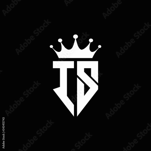 IS logo monogram emblem style with crown shape design template