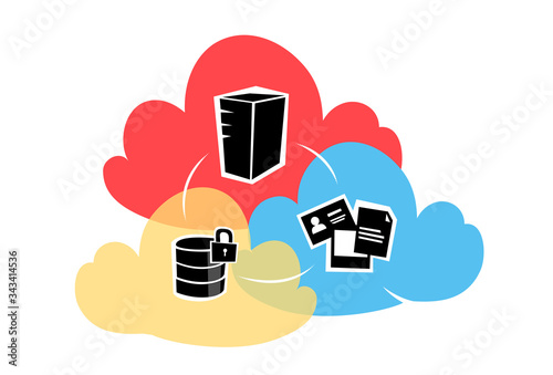 Architettura cloud, cloud service, server connessi e protetti