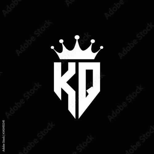 KQ logo monogram emblem style with crown shape design template